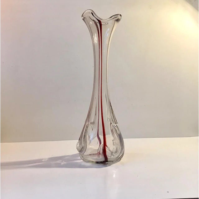 Large Art Nouveau Glass Vase with Cherry Threading, 1910s For Sale - Image 11 of 11