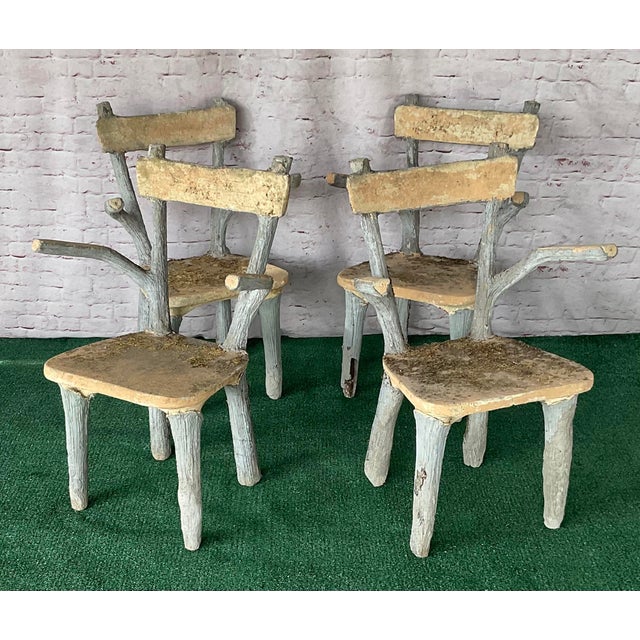 Early 20th Century Set of Four Faux Bois Garden Chairs For Sale - Image 5 of 14
