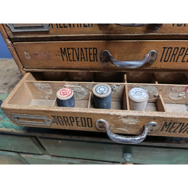 1920s Textile Store Sewing Thread Box with 6 Smaller Drawers and Silk Thread Holder, 1920s For Sale - Image 5 of 18