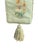 A beautifully worked vintage needlepoint bell pull featuring a soft celadon ground adorned with delicate vertical bouquets...