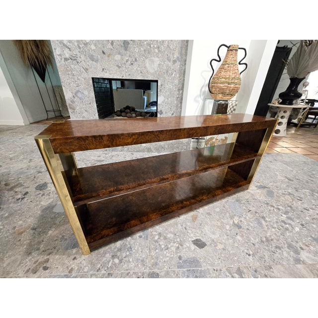 Mid 20th Century Beautiful Burl and Golden Brass Sideboard by Century Furniture, Attributed For Sale - Image 15 of 16