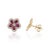 Everyday Ruby and Diamond Cherry Blossom Floral Stud Earrings in 18k Yellow Gold- A Pair For Sale - Image 4 of 8