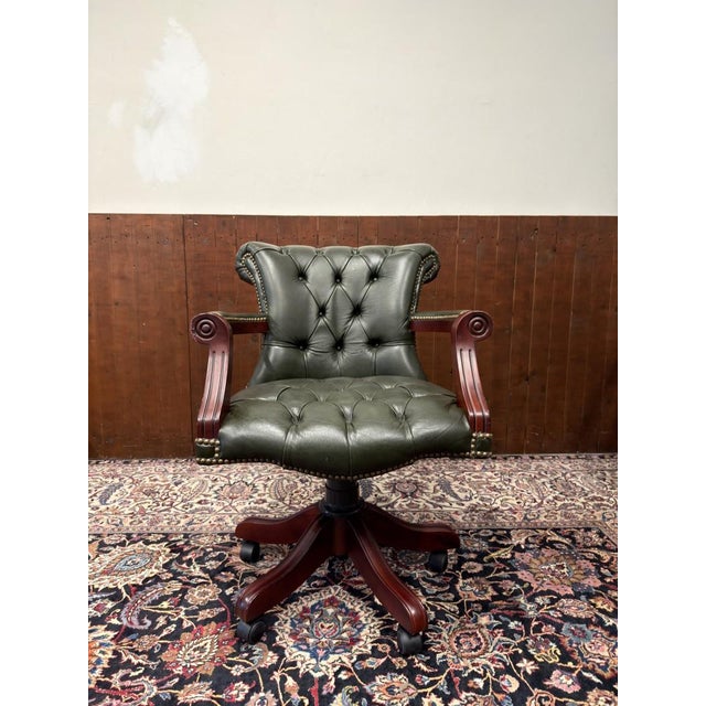 Classic and Elegant | Antique office chairs in English, Classic and Chesterfield style. This beautiful office chair is the...