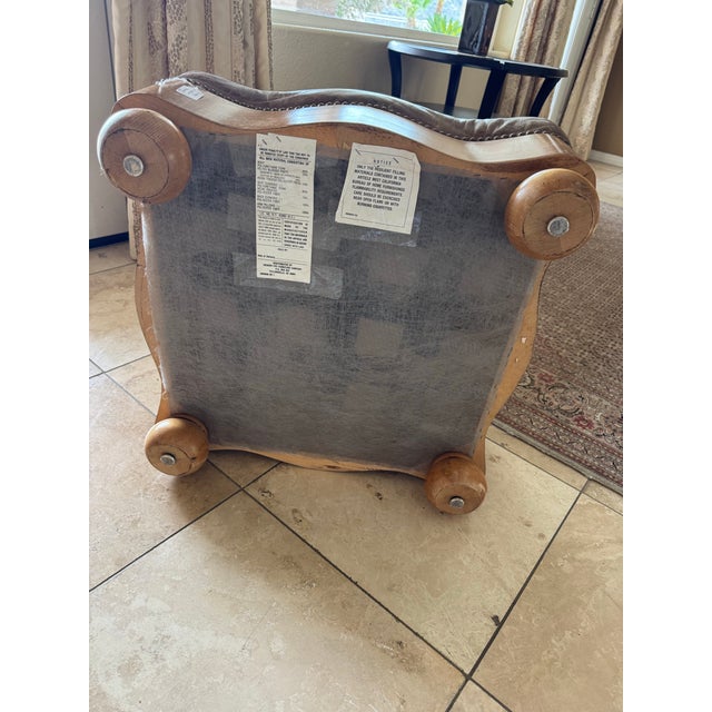 Western Serpentine Distressed Leather Ottoman by Hickory Furniture For Sale - Image 10 of 12