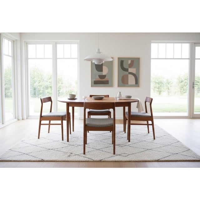 Teak and Bouclé Chairs by Henning Kjærnulf for KS Møbler, 1960s, Set of 4 For Sale - Image 9 of 17