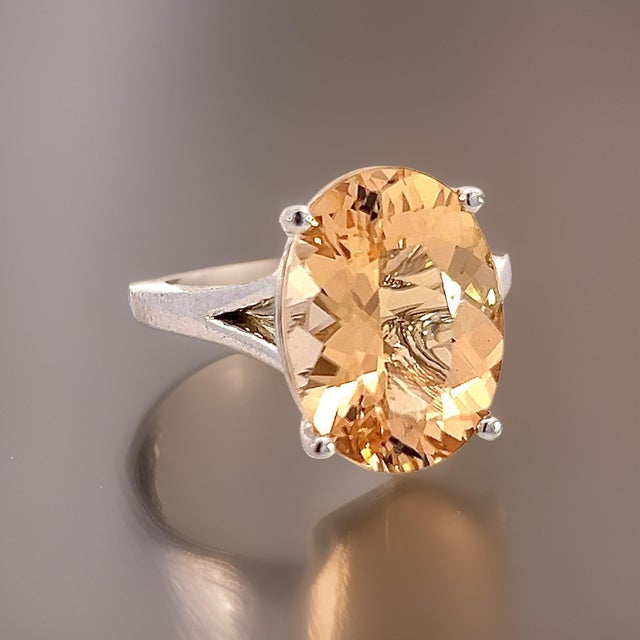 Natural Citrine Ring 6.5 14k W Gold 6.48 Cts Certified For Sale - Image 12 of 15