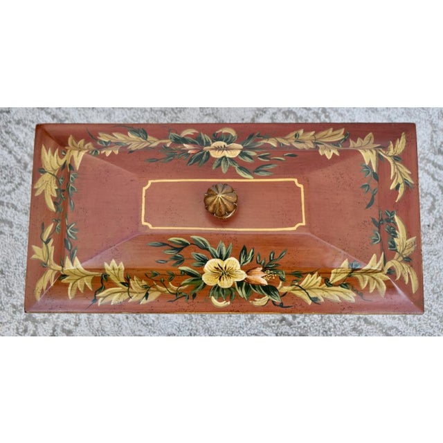 1990s Vintage Large Italian Style Painted Lidded Decorative Box W/Gilded Feet & Pulls For Sale - Image 5 of 12