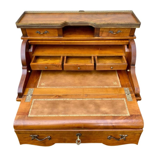 Louis XV Style Cylinder Secretary with Drawers, 1890s For Sale - Image 5 of 13