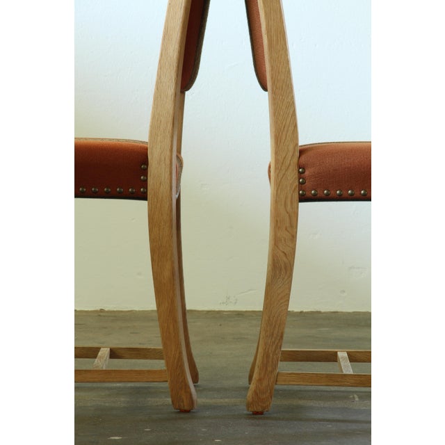1970s Vintage Scandinavian Oak Dining Chairs with Upholstery, 1970s, Set of 4 For Sale - Image 5 of 18