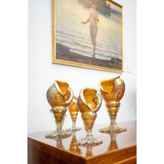 Glass Art Nouveau Austrian Iridescent Conch Shell Glass Vase from Johann Loetz Witwe, 1902 For Sale - Image 7 of 8