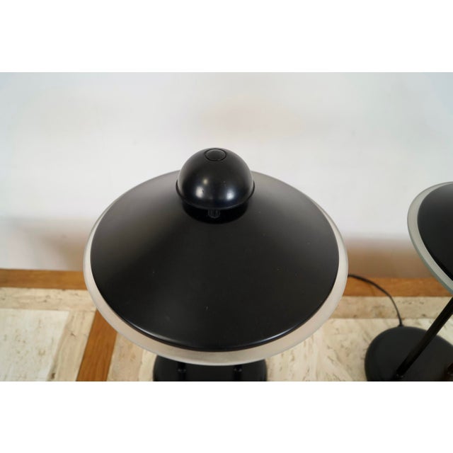 1980’s Postmodern Art Deco Saucer Table Lamps - A Pair For Sale - Image 9 of 12