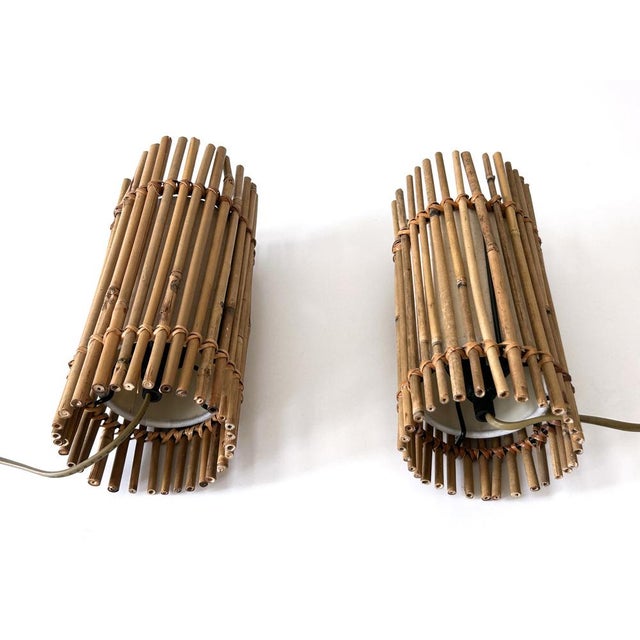 Vintage Bamboo Bedside Table Lamps by Louis Sognot, Germany, 1980s, Set of 2 For Sale - Image 17 of 18