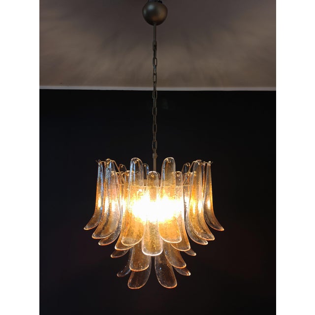 Vintage Italian Murano Chandelier with 36 Lattimo Amber Glass Petals, 1990s For Sale - Image 4 of 17