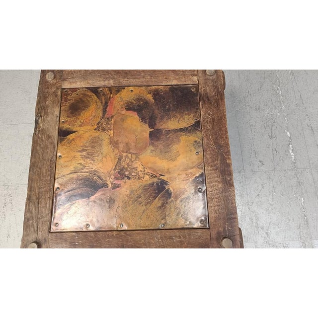 Brown Vintage Brutalist Copper-Plated Coffee Table, 1970s For Sale - Image 8 of 9