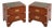 Mid-Century English Mahogany Campaign & Tooled Leather Side Tables / Chests - Pair For Sale