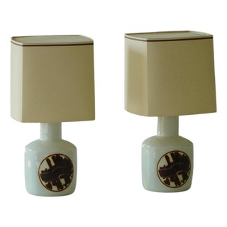 Danish Modern Porcelain Table Lamps from Bing & Grøndahl, 1960s, Set of 2 For Sale