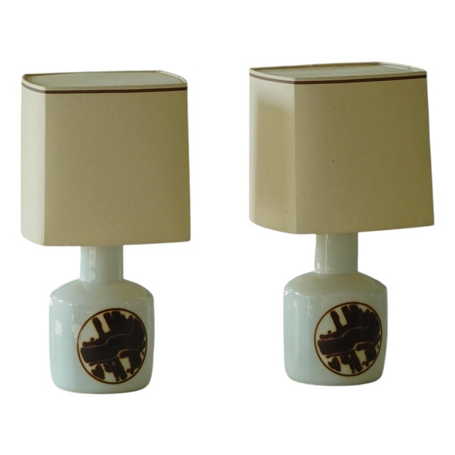 Danish Modern Porcelain Table Lamps from Bing & Grøndahl, 1960s, Set of 2 For Sale