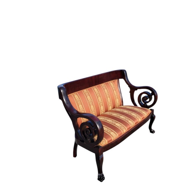 1920's Heavy Mahogany Twisted Loveseat American Made Newly Upholstered For Sale - Image 4 of 15