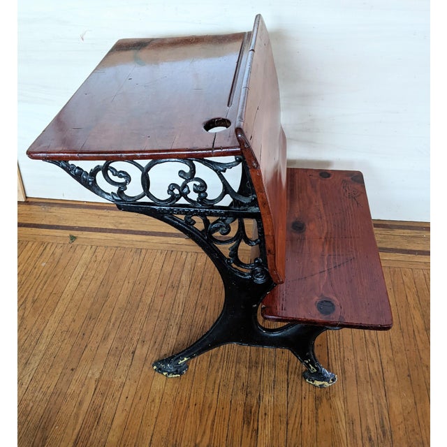 Antique Wood and Cast Iron School Desk Chairish