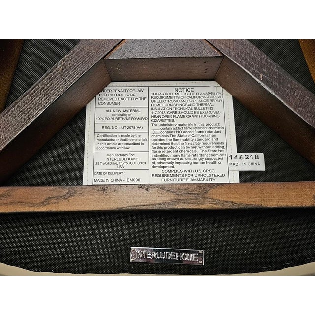 Wood Interlude Home Cidra Walnut and Brass Armchair - Cream Vegan Leather - Mid-Century Modern Style For Sale - Image 7 of 9