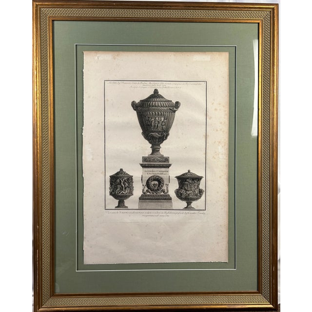 Framed Etching of Vases by Giovanni Piranesi For Sale - Image 9 of 9