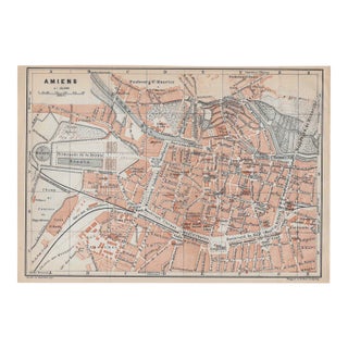 1907 Map of Amiens France From Paris Atlas For Sale