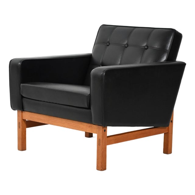 Swedish Armchair in Black Faux Leather from AB Futura, 1960s For Sale
