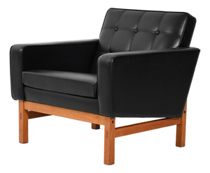 Swedish Armchair in Black Faux Leather from AB Futura, 1960s