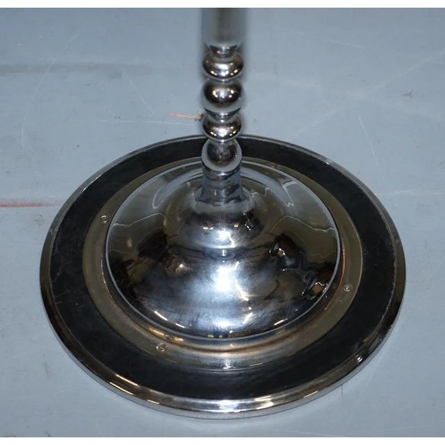 Gold Vintage Chrome-Plated Side Tables on Solid Oak Bases, Set of 2 For Sale - Image 8 of 18