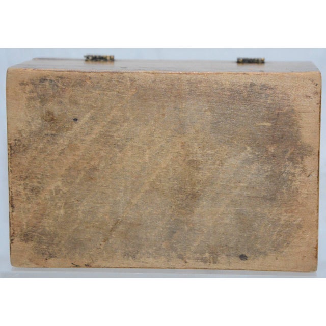 1920s Small Wooden Inlaid Box With Key For Sale - Image 5 of 7
