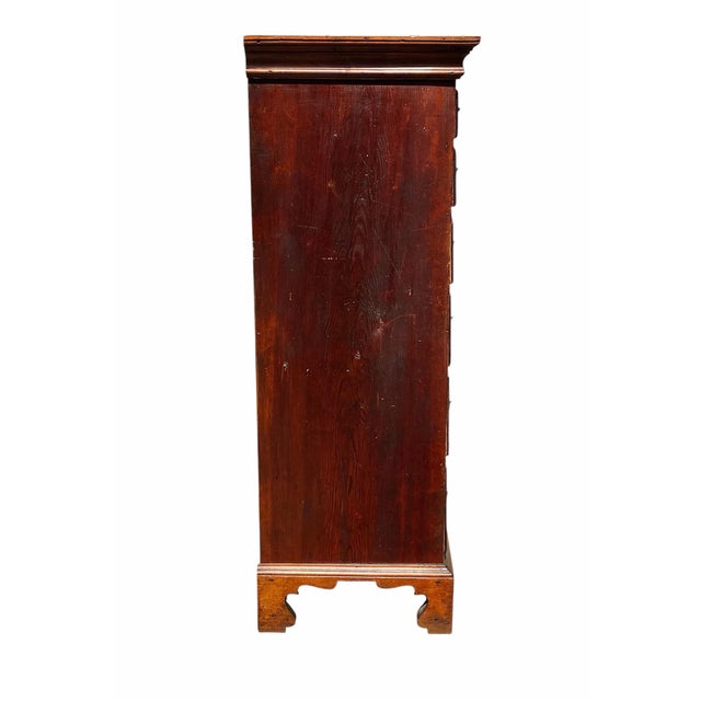 Antique New England Chippendale Chestnut Six Drawer Tall Chest on Bracket Feet For Sale - Image 10 of 12