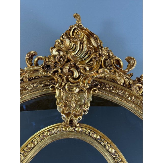 Large 19th Century Louis XV Mirror in Carved and Gilded Wood For Sale - Image 11 of 12