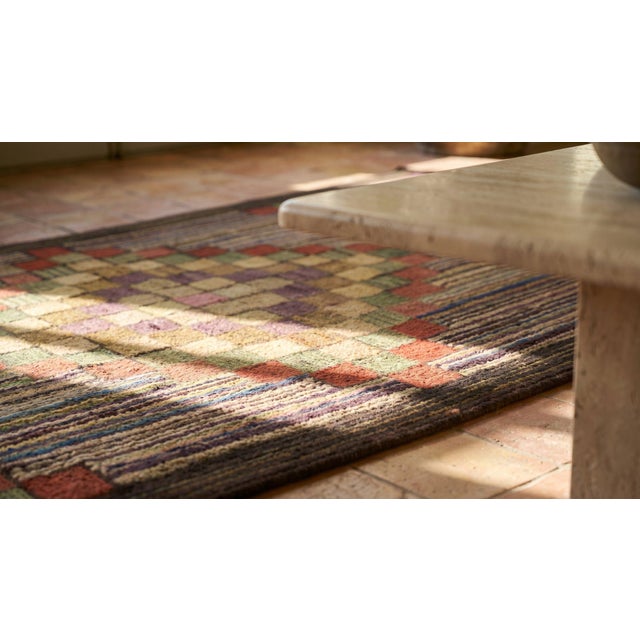 Magnificent Multicolored With Tridimensional Symmetric Design Antique American Hooked Rug For Sale - Image 13 of 14