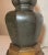 Large Vintage Chinese Dark Green Glaze Pottery Brass Gilt Wood Base Table Lamp For Sale - Image 9 of 17