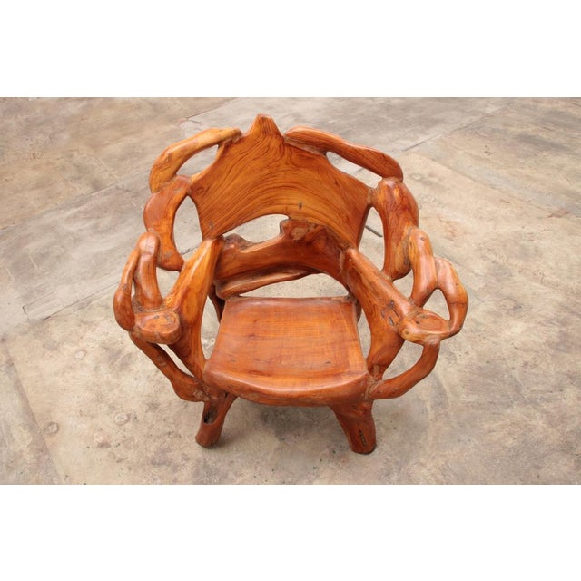 Wood Recycled Wood Armchair in the style of Andrianna Shamaris, 1990s For Sale - Image 7 of 17