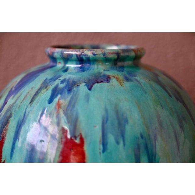 Large Art Nouveau Red Vase from CAB Céramique d'Art de Bordeaux, 1920s For Sale - Image 3 of 11