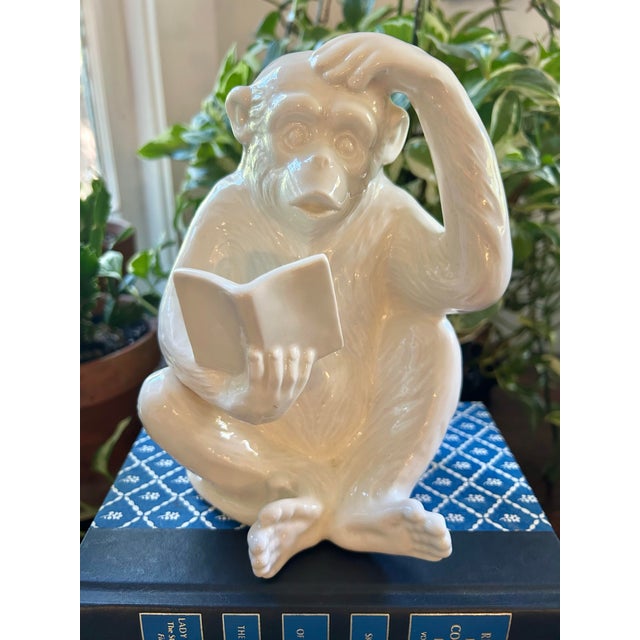 This reading monkey is scratching its head wondering whose home he belongs in! From the Fitz and Floyd “Monkey Business”...
