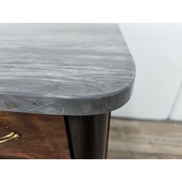 Brown Art Deco Sideboard in Mahogany Feather with Marble Top and Brass Handles, 1940 For Sale - Image 8 of 18