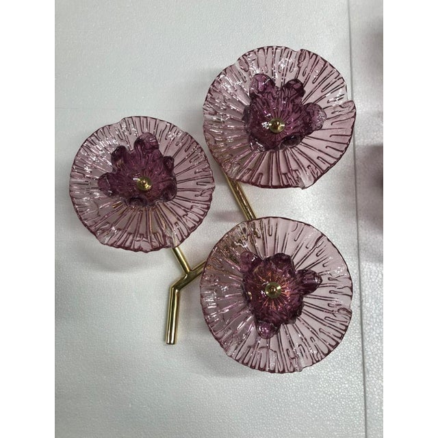 Mid-Century Murano Art Glass and Brass Wall Light, 2000s For Sale - Image 9 of 9
