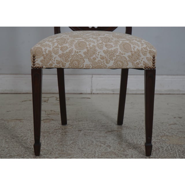 Set of 16 Stickley Carved Shield Back Mahogany Dining Chairs For Sale - Image 15 of 18