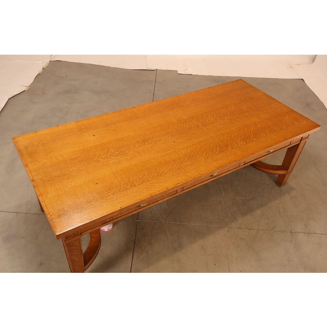 Brown Arts & Crafts Style Large Oak Library Table For Sale - Image 8 of 18