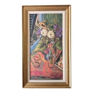 Late 20th Century Jae Dougall Oil on Board Still Life With Nude Free Shipping! For Sale