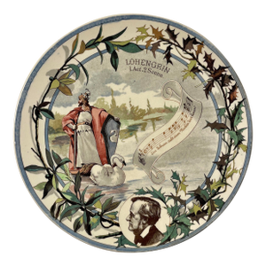 19th Century Antique Sarreguemines Plate Richard Wagner's Lohengrin Opera