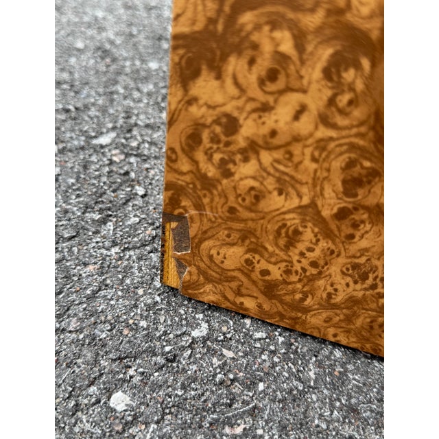 1970s Pair of Post-Modern Burled Cube Tables Styled After Milo Baughman For Sale - Image 12 of 12