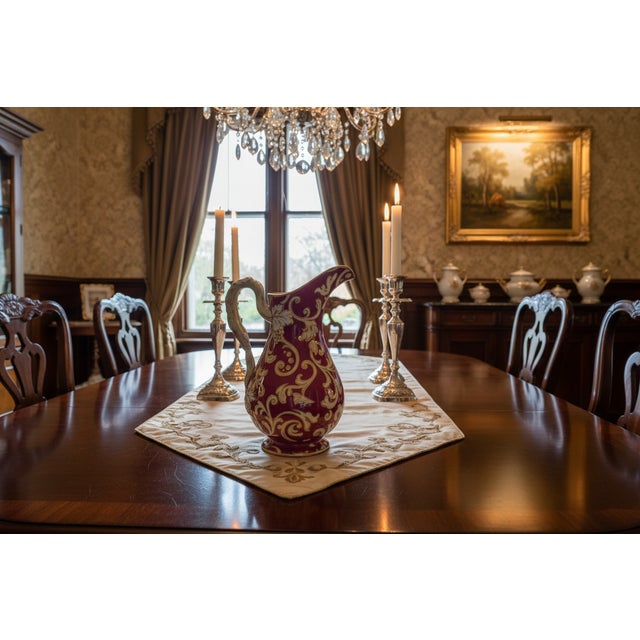 Antique 19th Century European Porcelain Pitcher - Cranberry Red & Gilt For Sale - Image 9 of 9