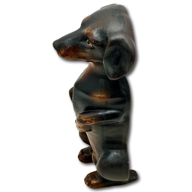 Brown Outstanding & Very Rare Large Vintage Cast Iron "Begging Dachshund" Signed by Maker & Dated 1931 - 11 Inches Tall For Sale - Image 8 of 18