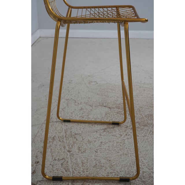 1990s Pair of Modern Design Brass Wire Bar Stools For Sale - Image 5 of 18