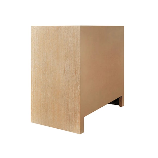 Worlds Away Matthew Izzo Home Aldern Cerused Oak and Cane Two Door Cabinet With Brass Knobs For Sale - Image 4 of 6