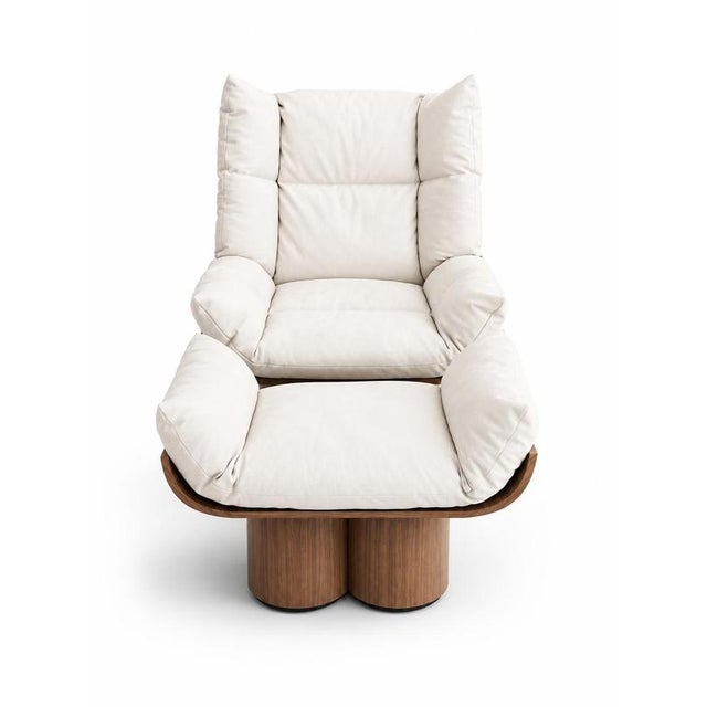 Textile Caz Swivel Chair in Walnut and Suede Leather by Christophe Perichon For Sale - Image 7 of 10