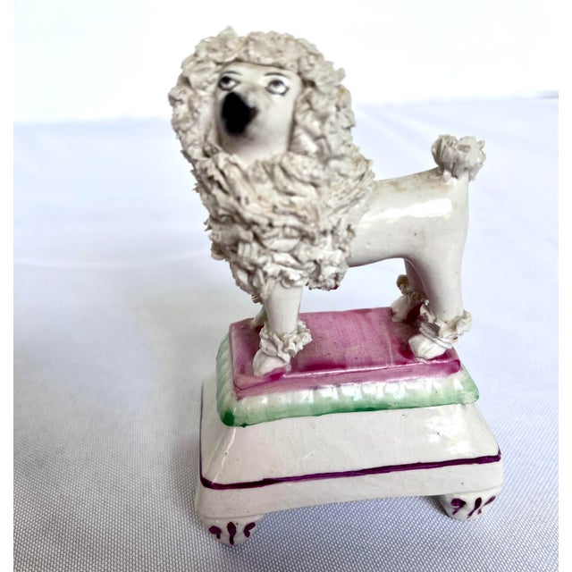 Antique Victorian Staffordshire Spaghetti Poodles on Pillow Bases - A Pair For Sale - Image 10 of 16